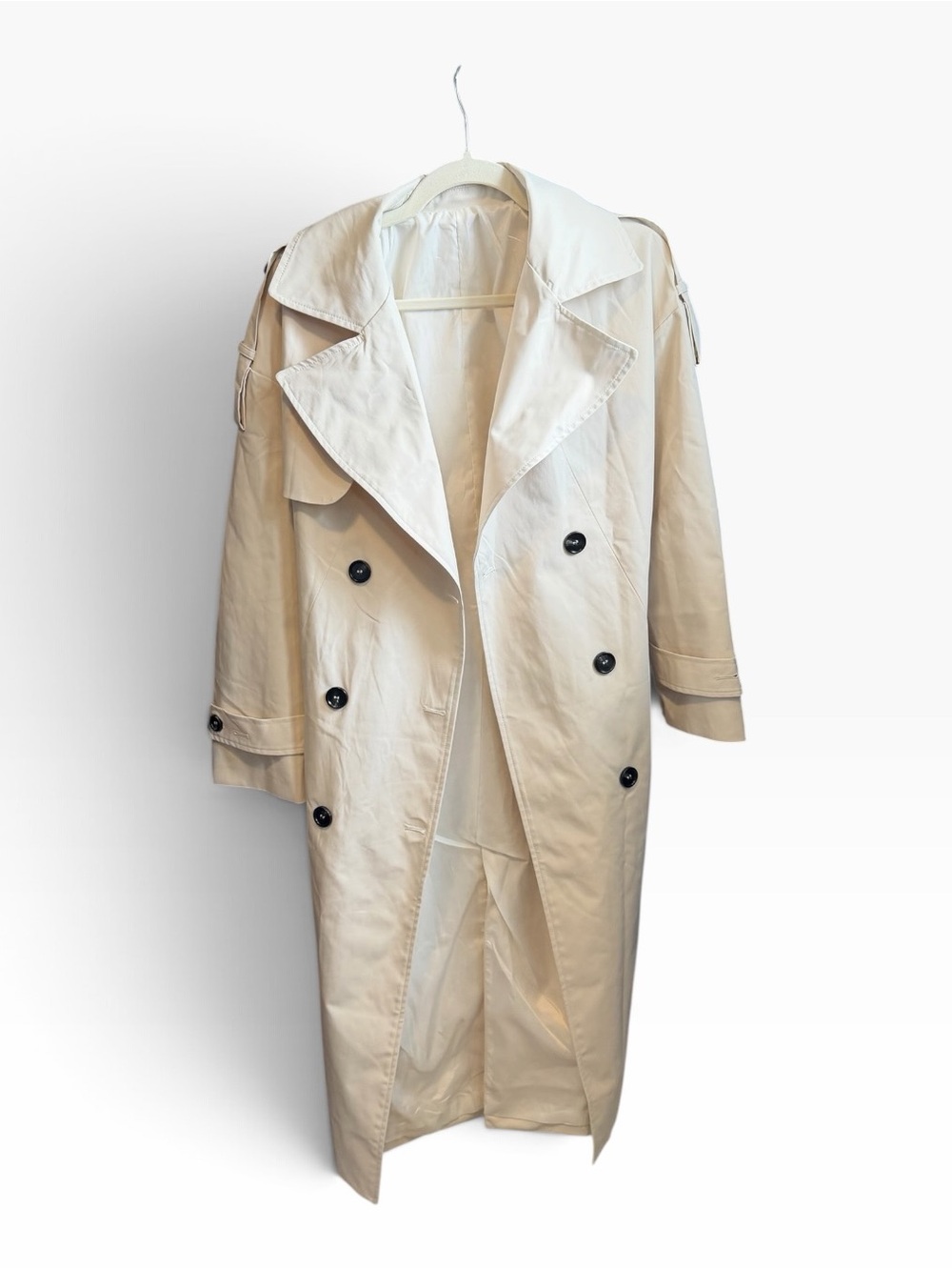Cream Double-Breasted Trench Coat